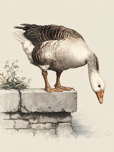 Curious Goose — Vintage Print. poster print