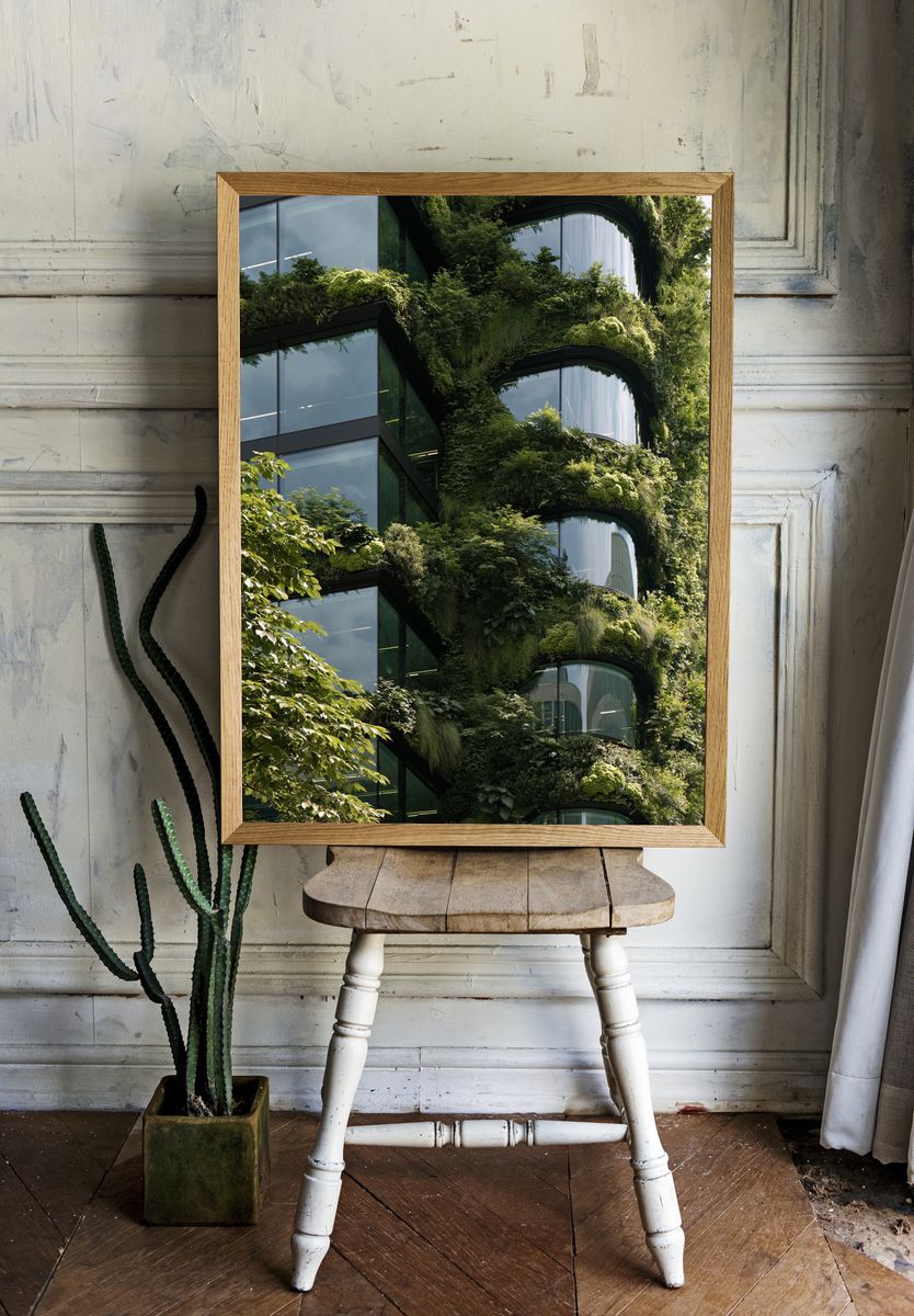 Vertical Garden Facade Photography Poster. — room view 1