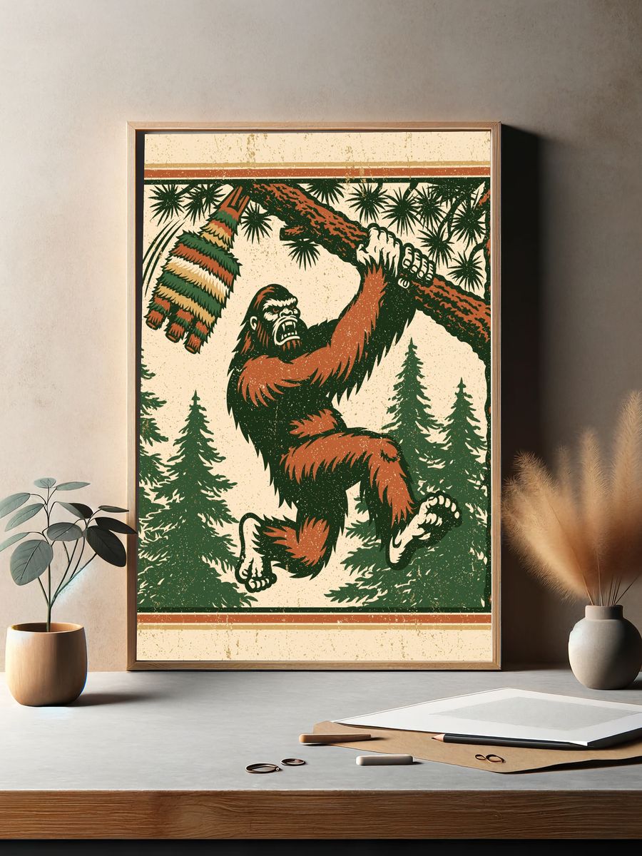 Forest Gorilla Vintage Poster. — room view 2