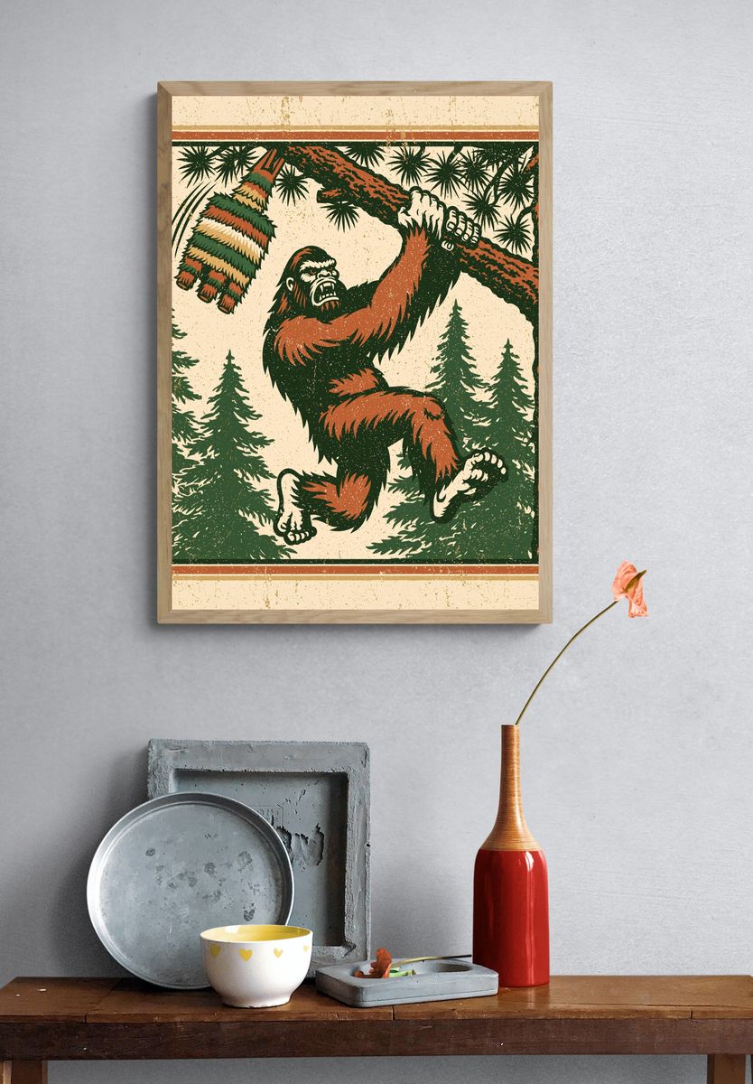 Forest Gorilla Vintage Poster. — room view 3