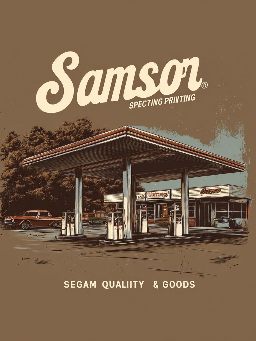 Vintage Gas Station — Retro Print. poster detail