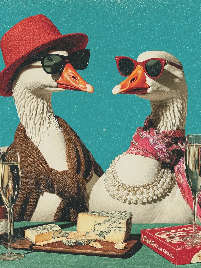 Glamorous Geese Vintage Poster. poster detail