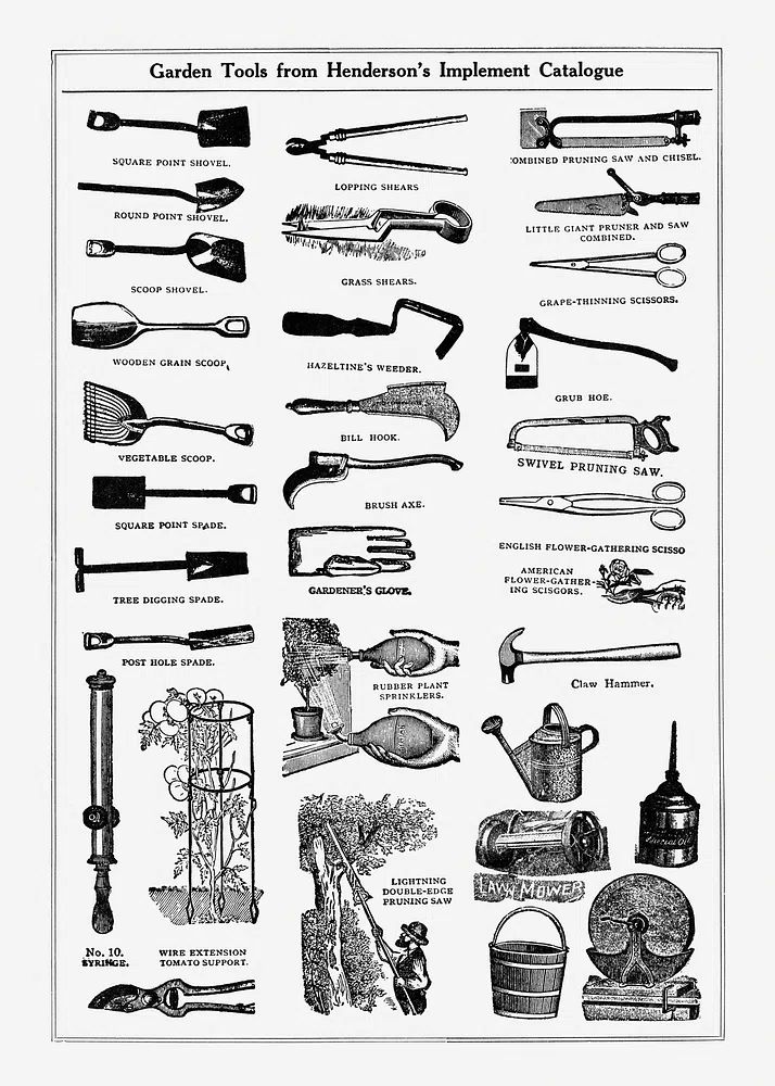 Garden tools implement catalogue. Digitally. poster — vintage art