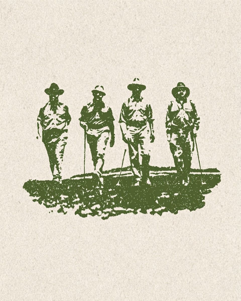 Vintage Hikers — Illustration Print. poster detail