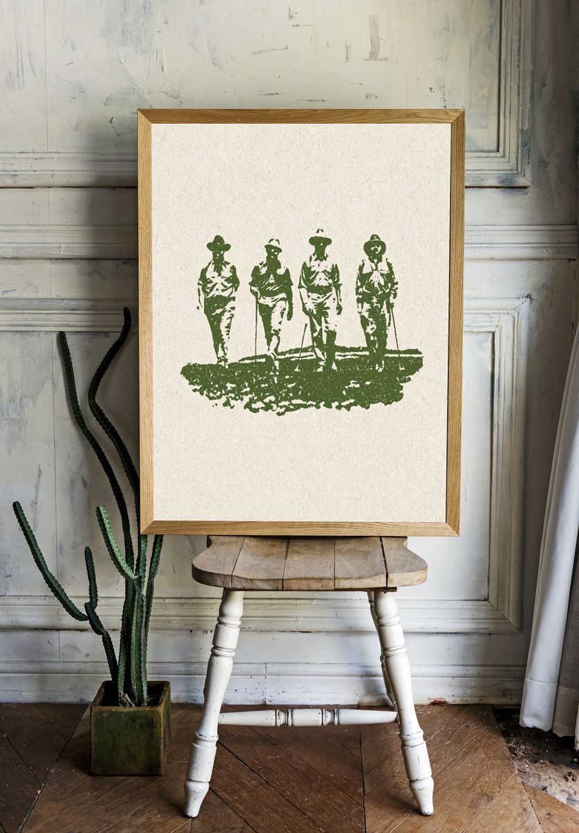 Vintage Hikers — Illustration Print. — room view 1