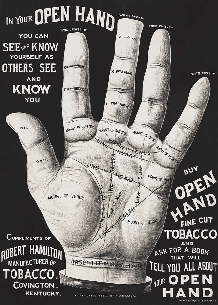 Open Hand — Vintage Print. poster — vintage art