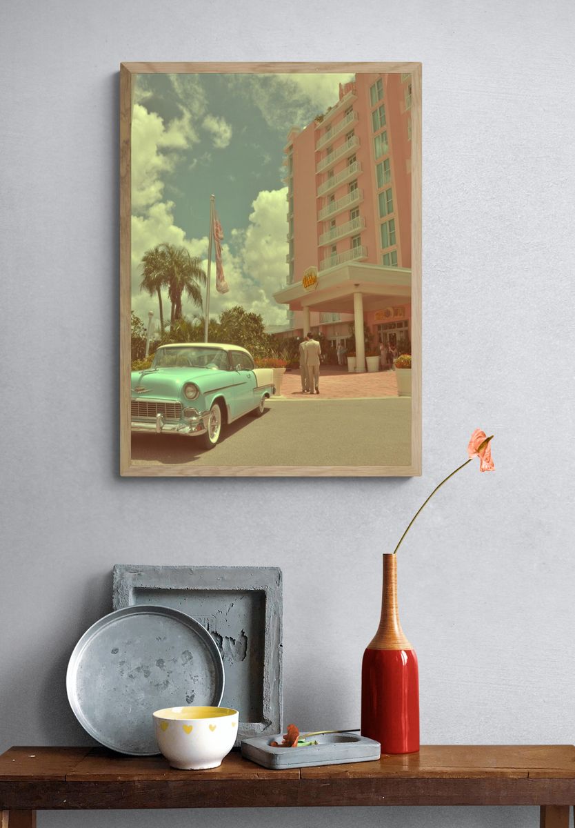Vintage Hotel Entrance — Retro Print. — room view 3
