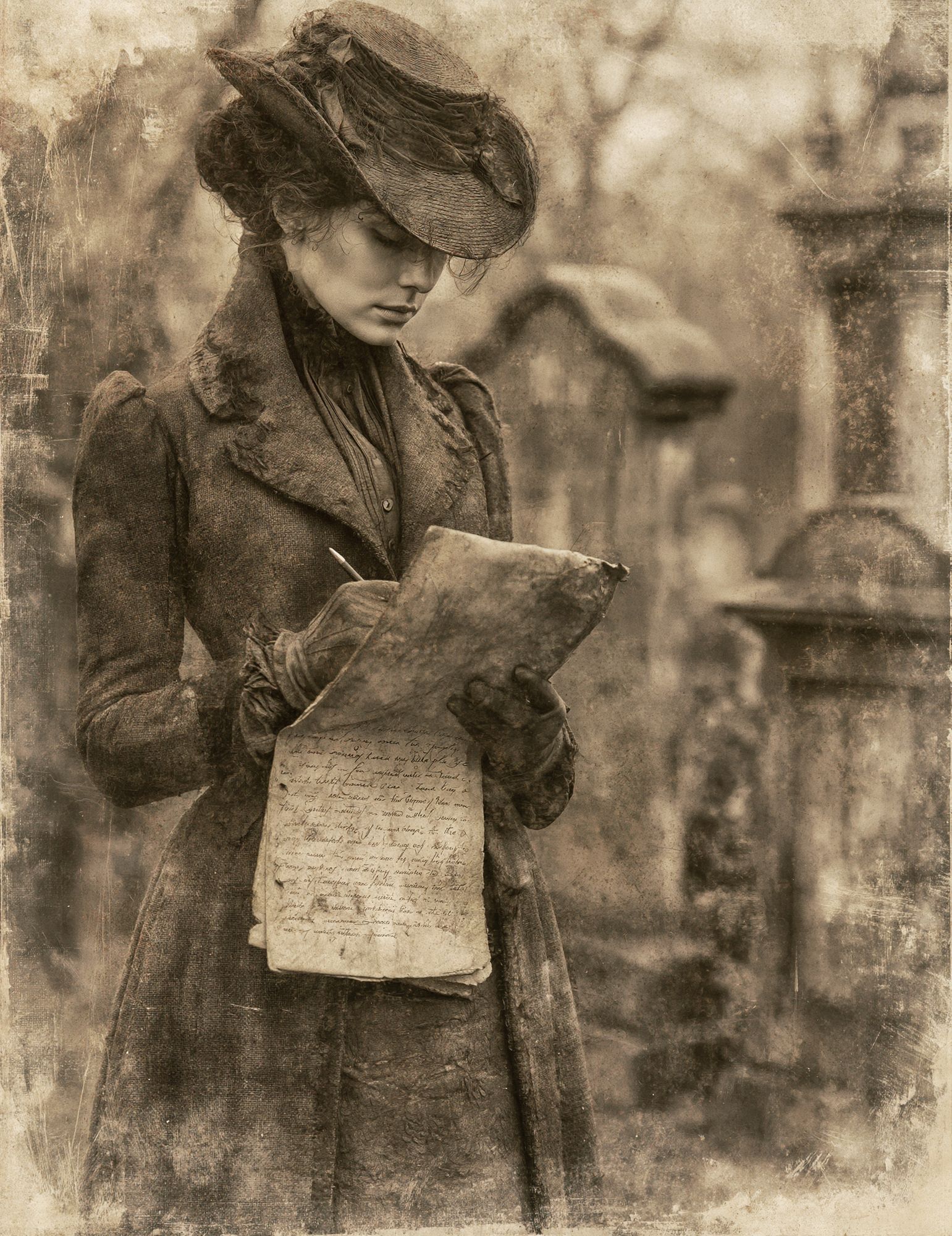 Victorian Woman Portrait Vintage Print. poster detail