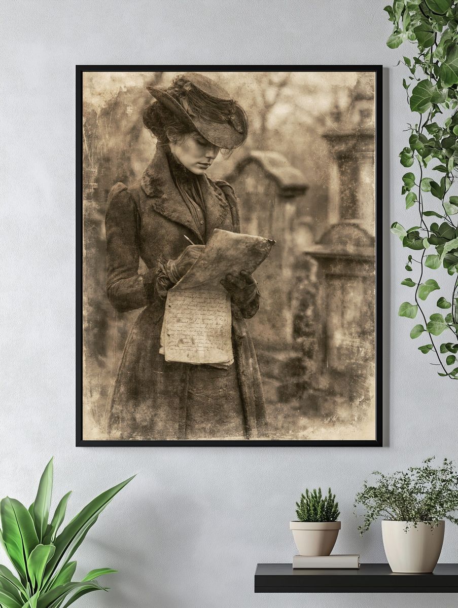 Victorian Woman Portrait Vintage Print. — room view 4