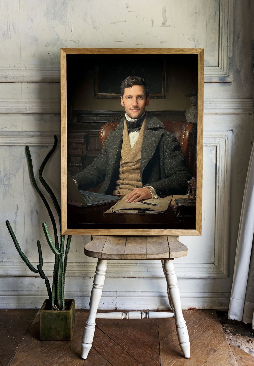 Victorian Gentleman Portrait Print. room preview