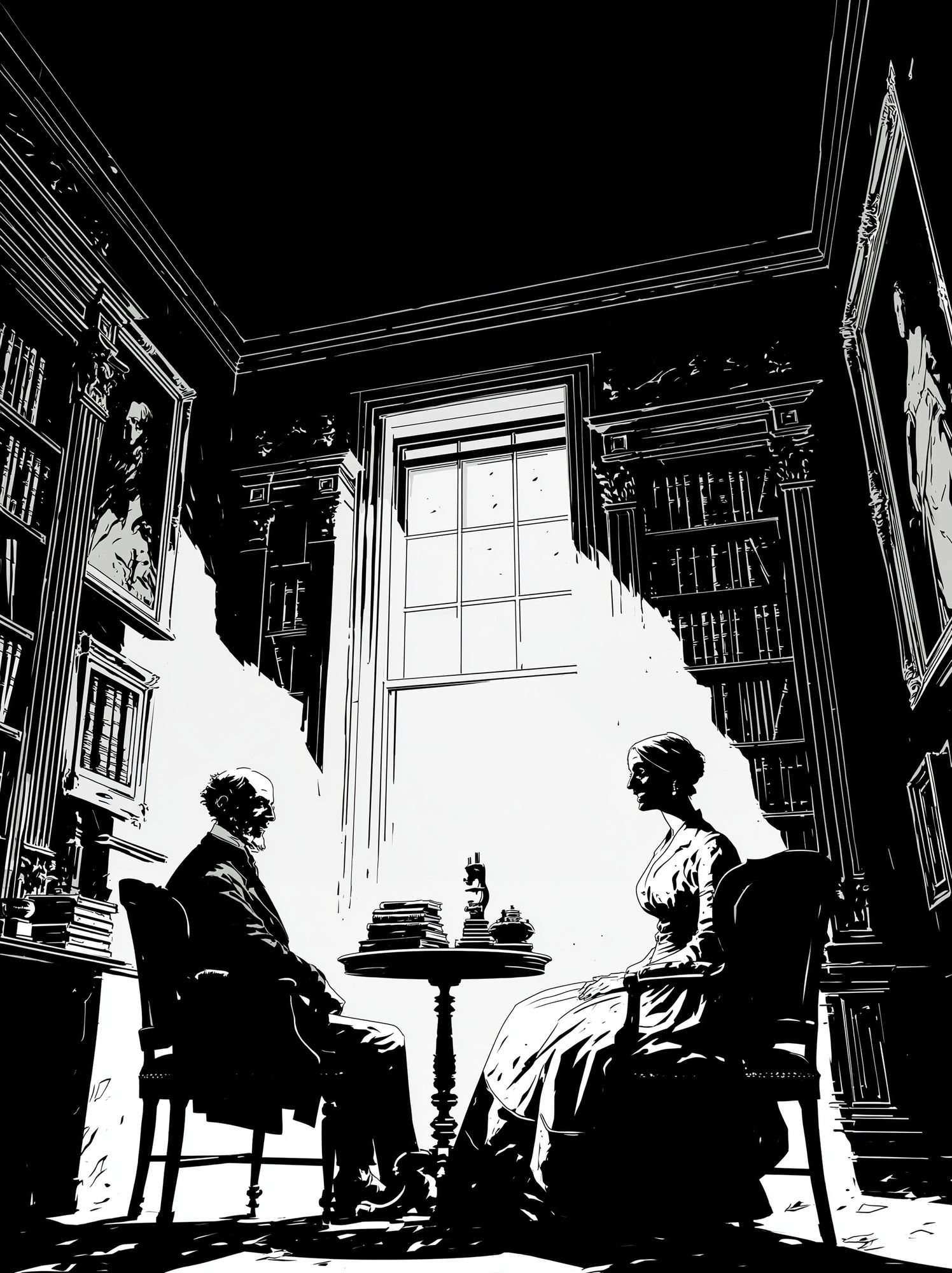 Victorian Library Conversation Print. poster detail
