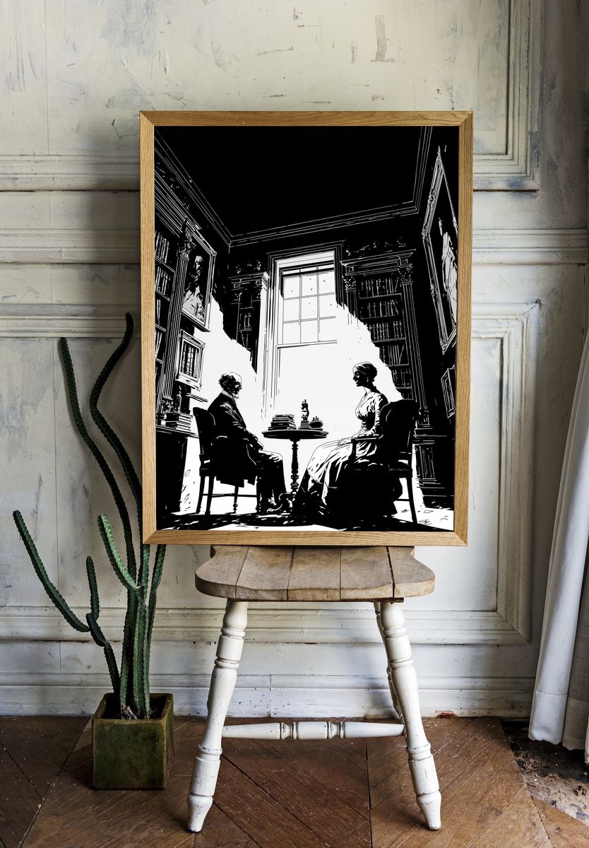 Victorian Library Conversation Print. — room view 1