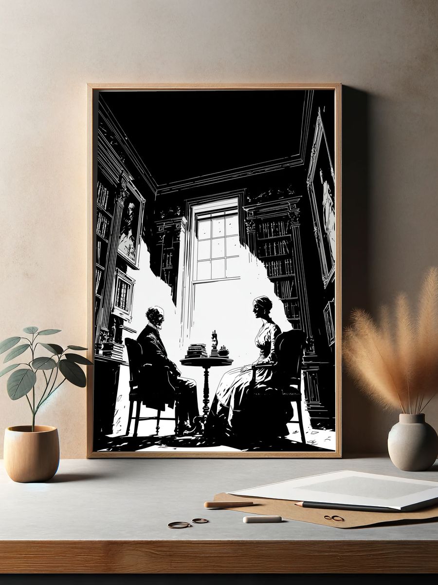 Victorian Library Conversation Print. — room view 2