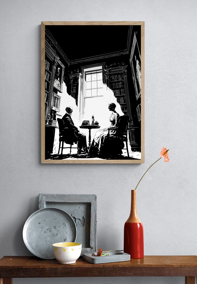Victorian Library Conversation Print. — room view 3