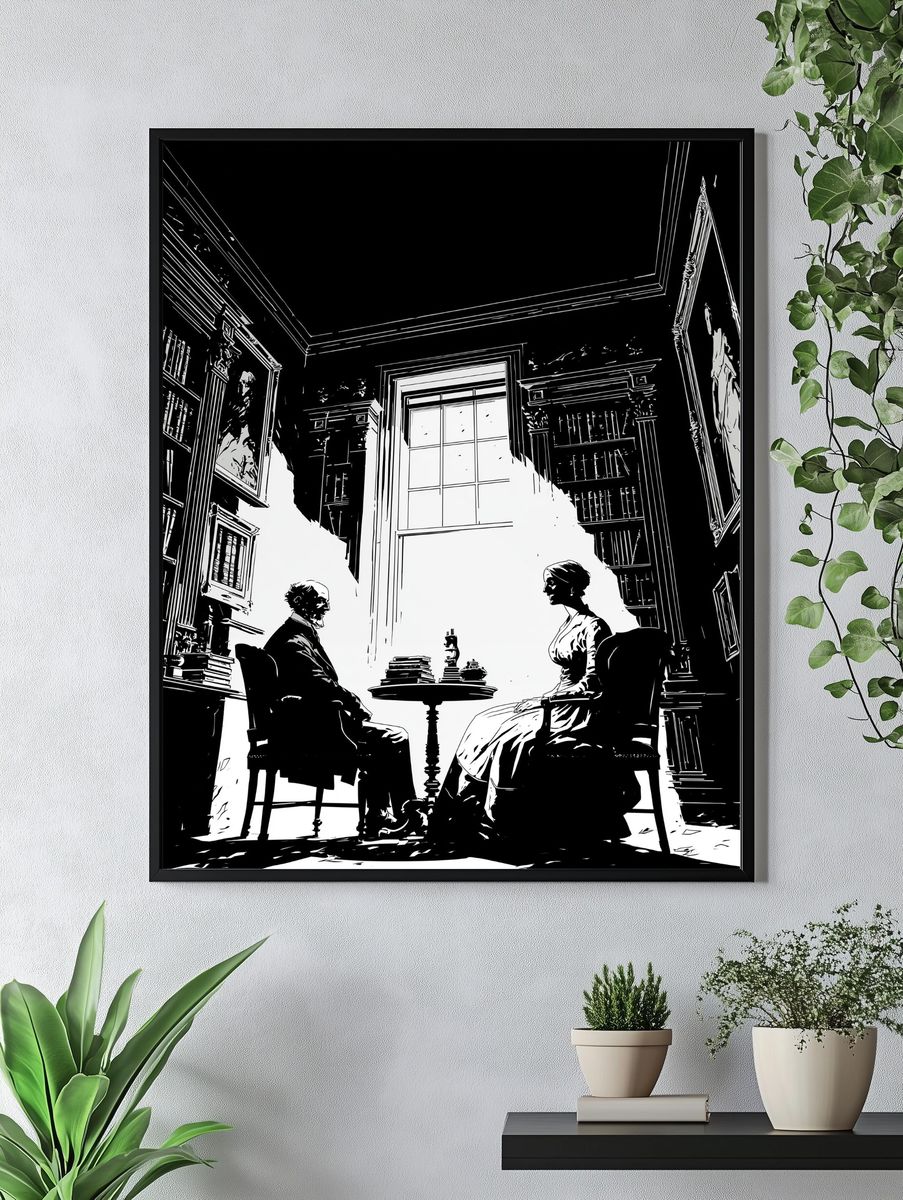 Victorian Library Conversation Print. — room view 4