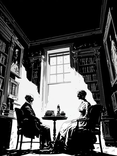 Victorian Library Conversation Print.