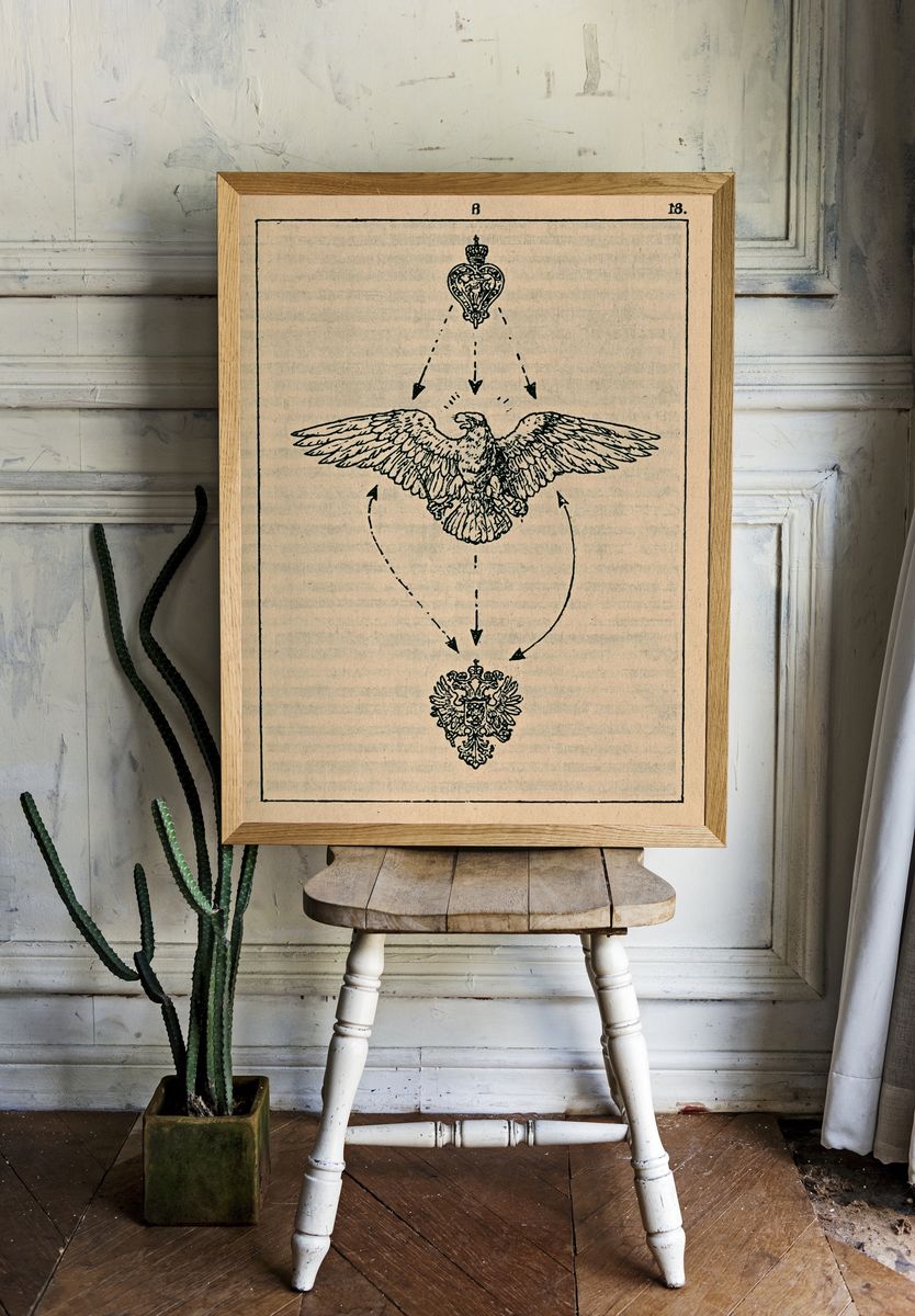 Heraldic Eagle Emblem Print. — room view 1
