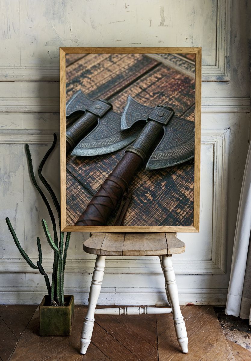 Viking Battle Axes Photography Poster. room preview