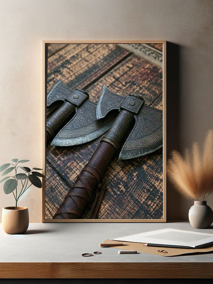 Viking Battle Axes Photography Poster. — room view 2