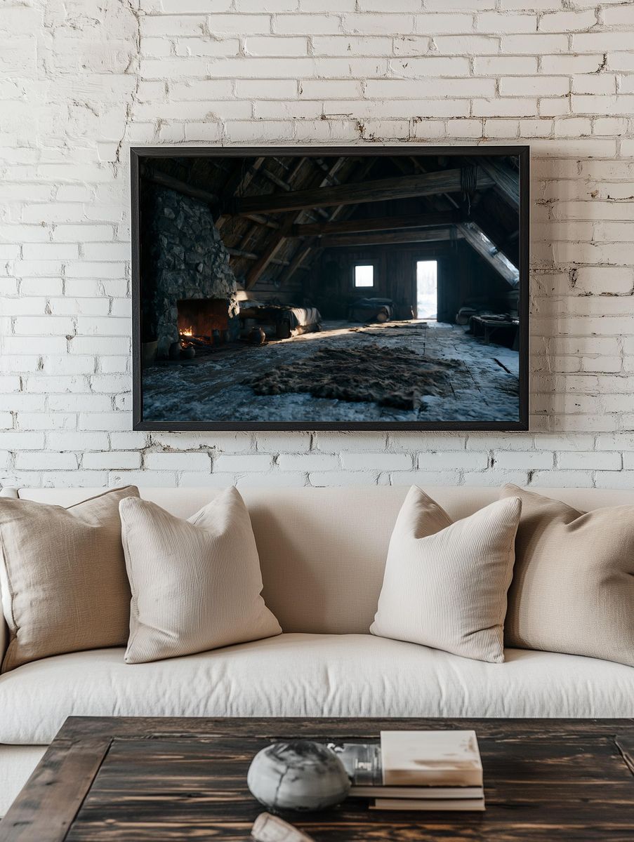 Viking Longhouse Interior Photography Poster. — room view 1