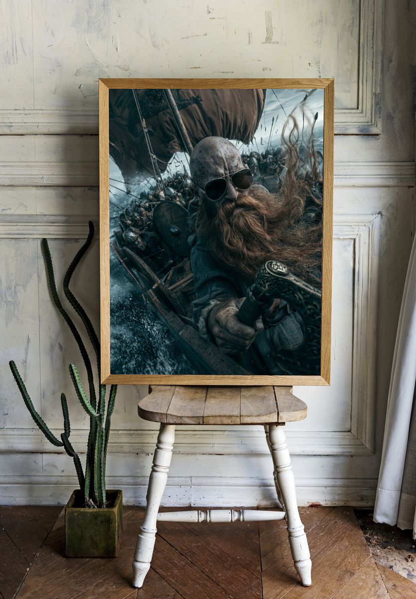 Viking Sea Battle Photography Poster. room preview