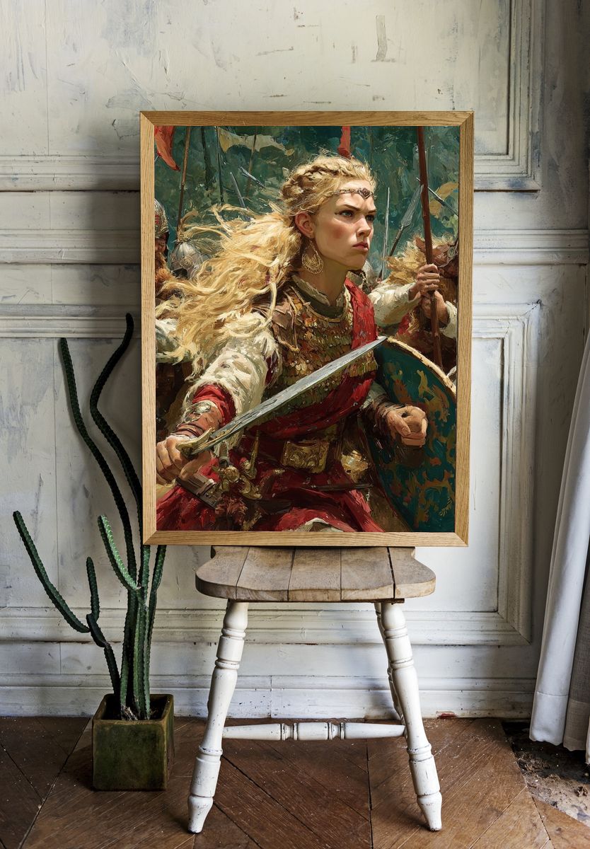 Viking Warrior Queen Illustration Poster. — room view 1