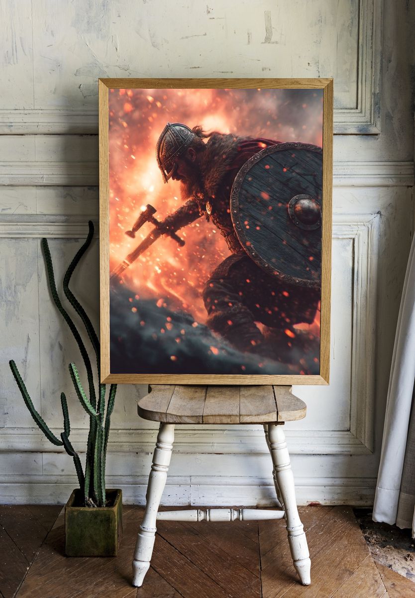 Viking Warrior Battle Poster room preview