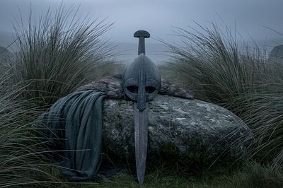 Viking Helmet in Mist Poster. poster