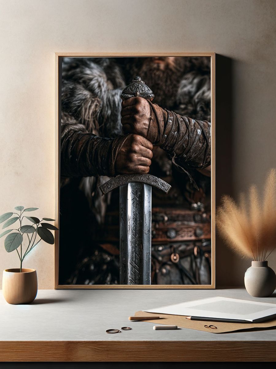 Viking Sword Grip Photography Poster. — room view 2