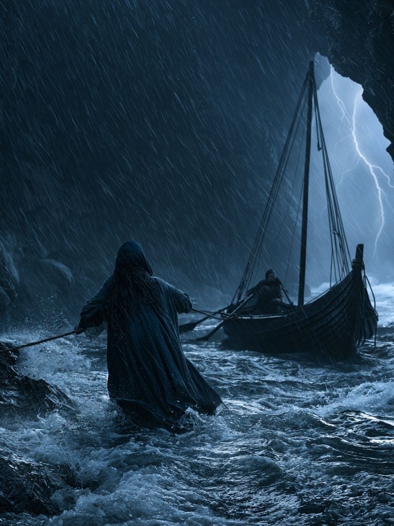 Stormy Viking Sea Cave Poster. poster — fine-art art