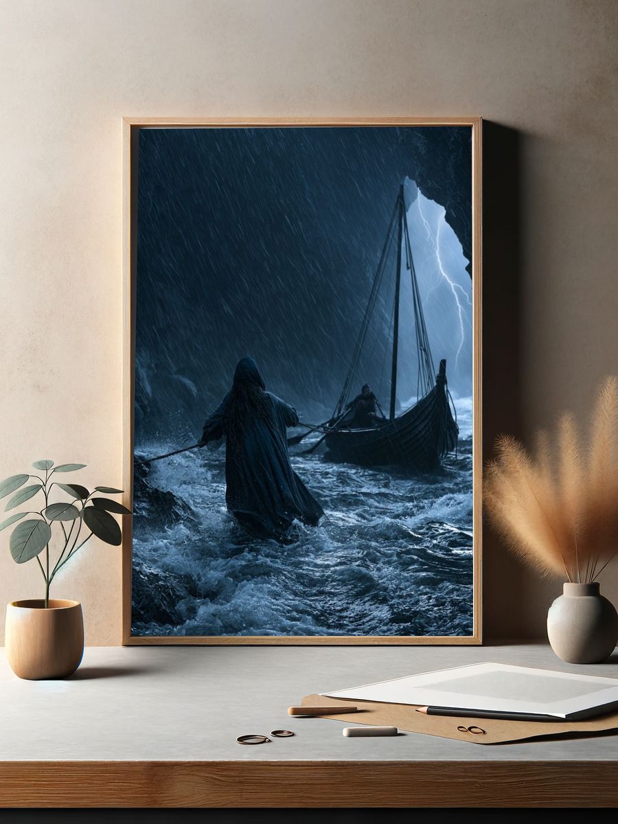 Stormy Viking Sea Cave Poster. — room view 2