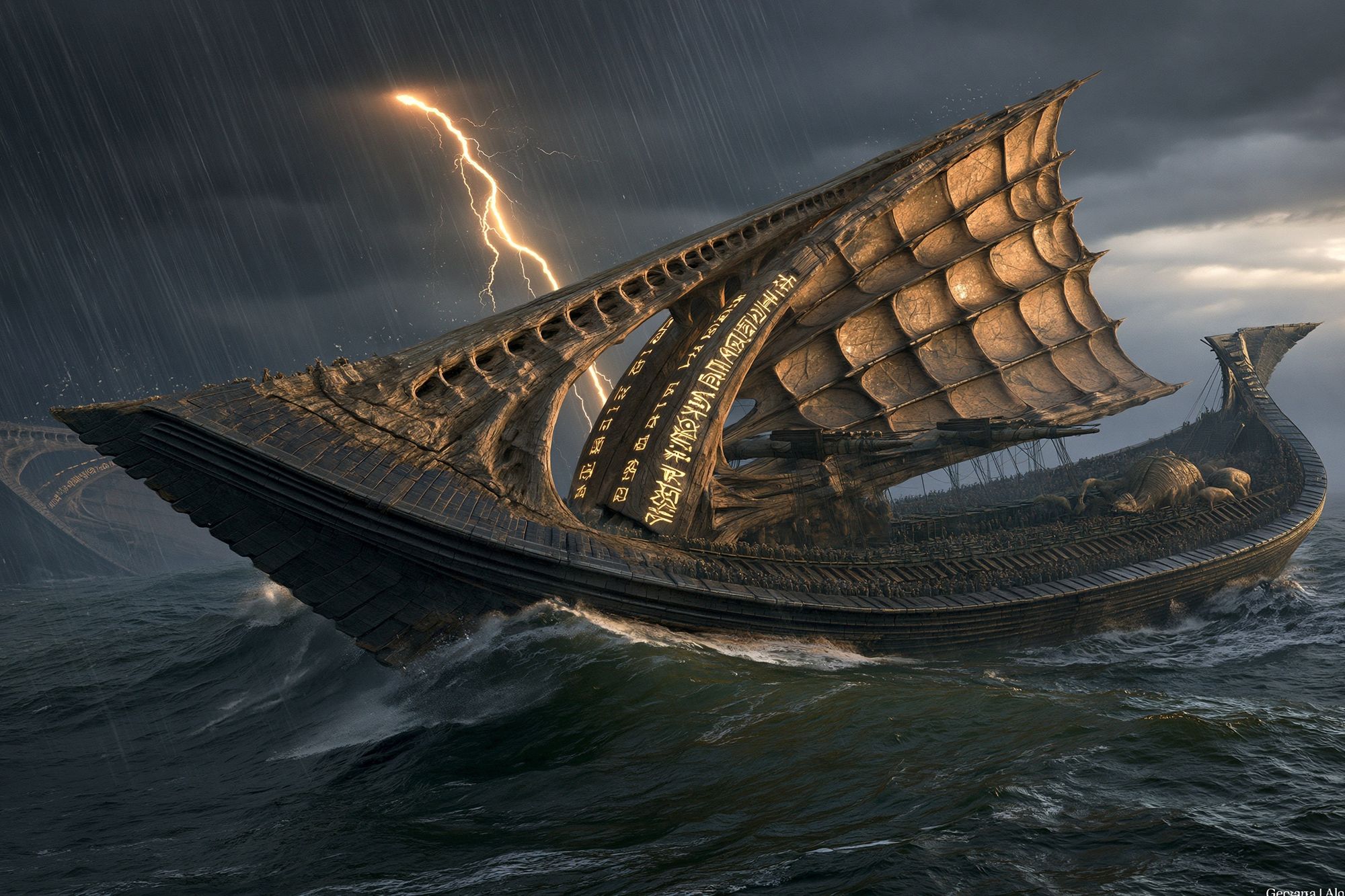 Stormbound Viking Ship Print. poster detail