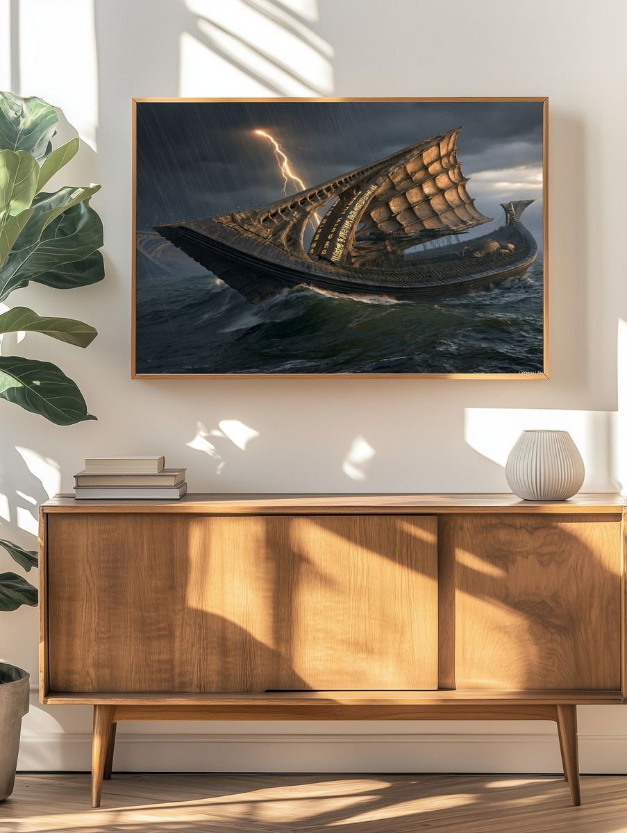 Stormbound Viking Ship Print. — room view 3
