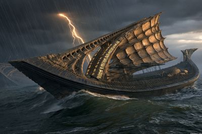 Stormbound Viking Ship Print.