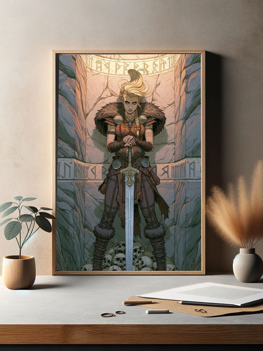 Viking Warrior Fantasy Illustration Poster. — room view 2