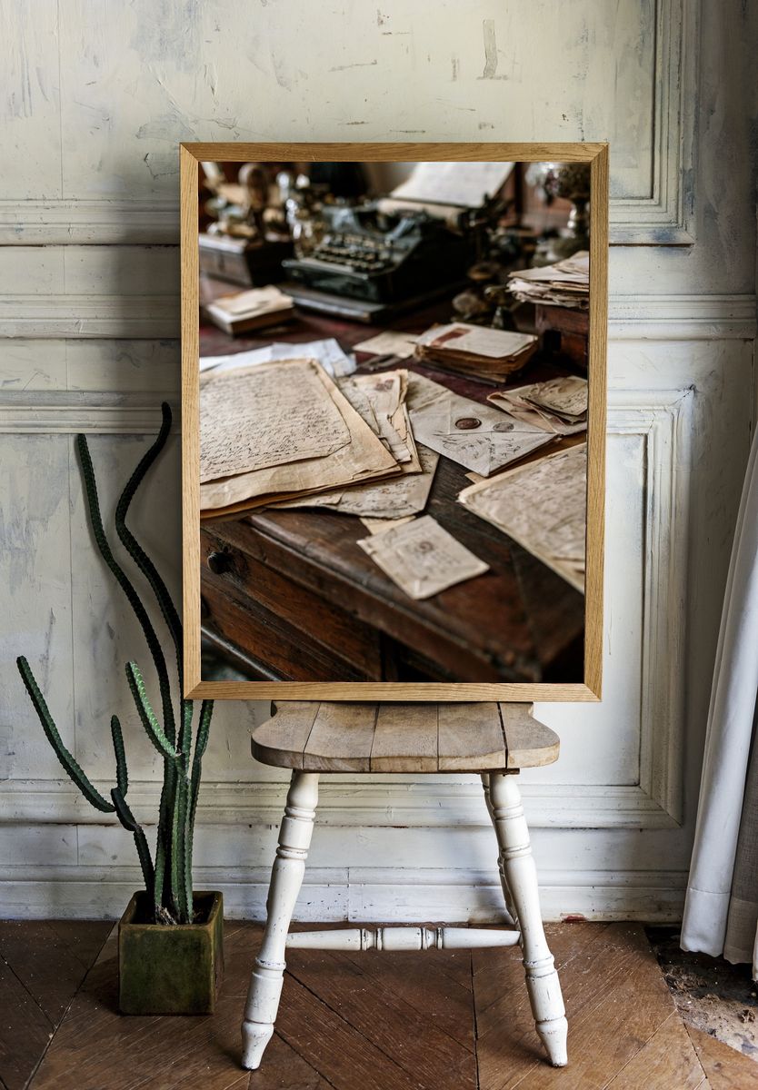 Vintage Letters Still Life Poster. — room view 1