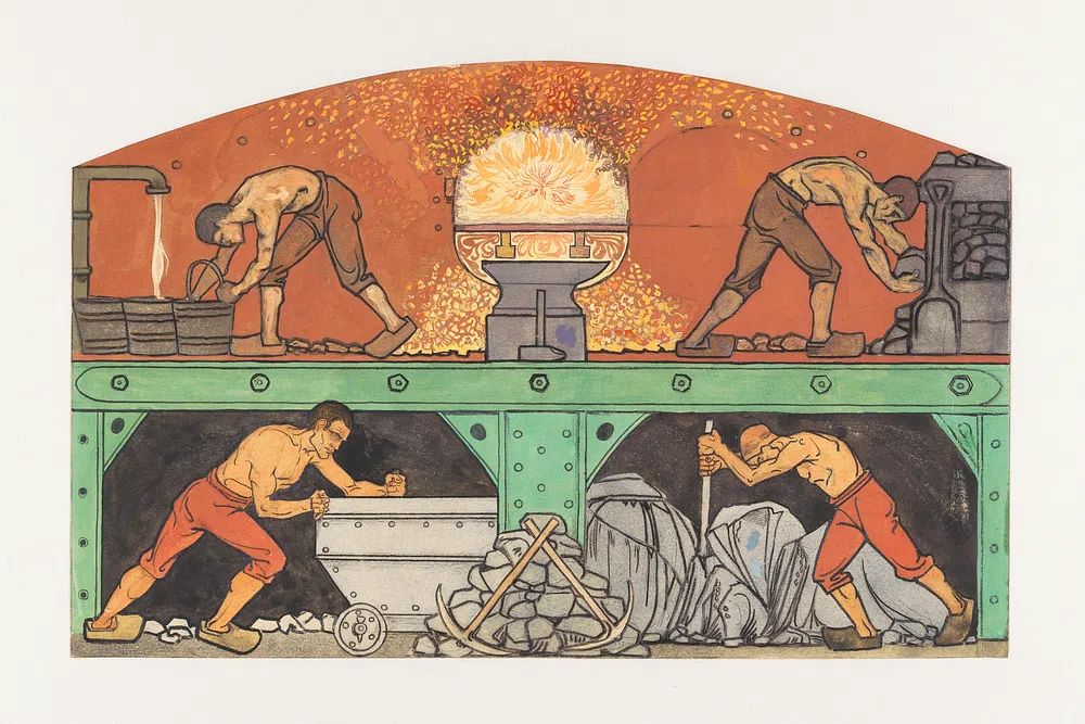 Industrial Workers Vintage Illustration Poster. poster — vintage art
