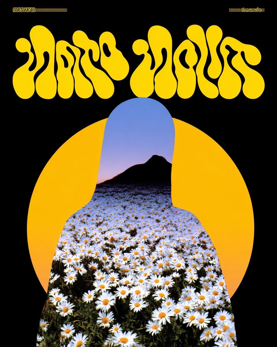 Daisies Retro Collage Poster. poster detail