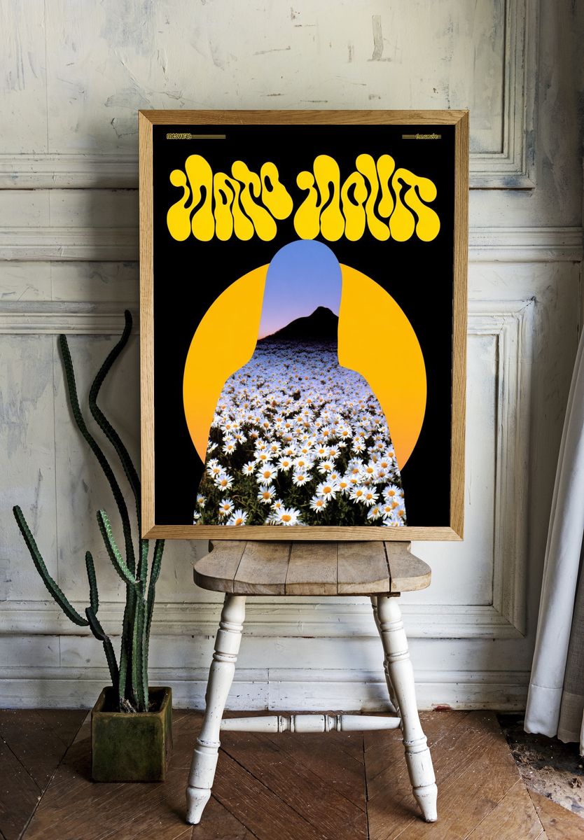 Daisies Retro Collage Poster. — room view 1