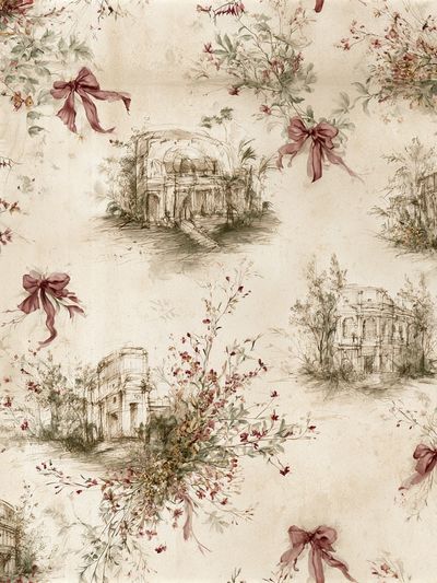 Vintage Floral Sketch Pattern Print.