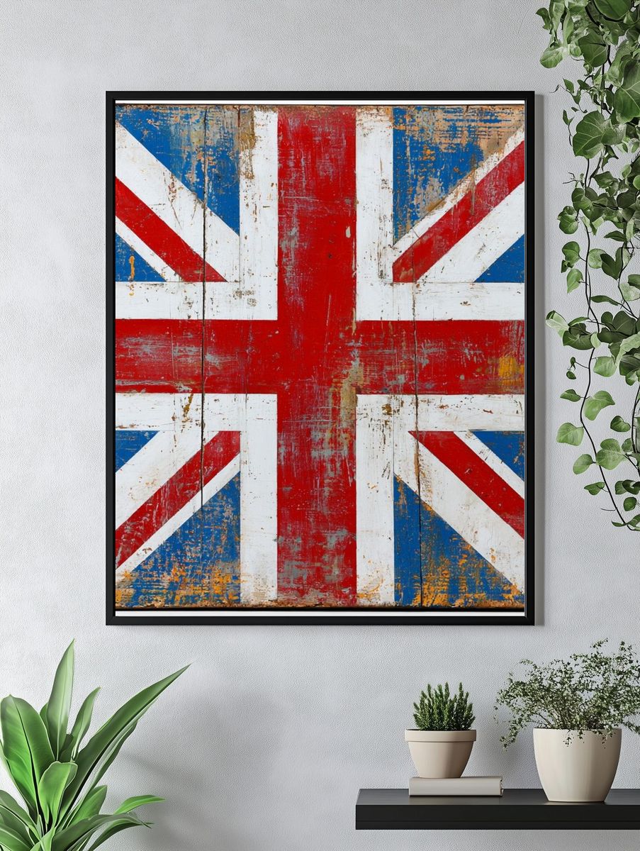 Distressed Union Jack Vintage Poster. — room view 4