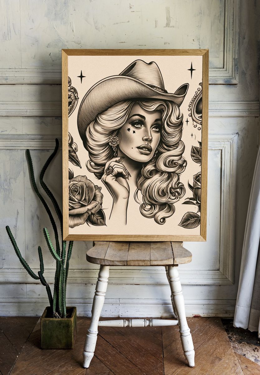 Cowgirl Pin-Up Vintage Poster. — room view 1