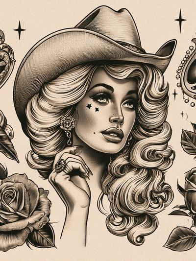 Cowgirl Pin-Up Vintage Poster. poster