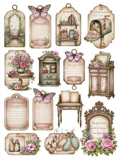 Vintage Floral Ephemera Collage Poster. poster