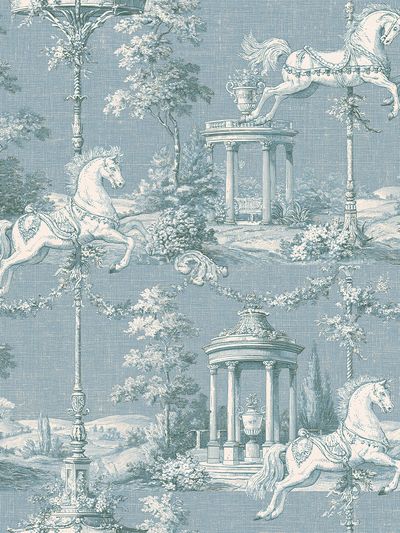 Toile de Jouy Horses Vintage Print. poster
