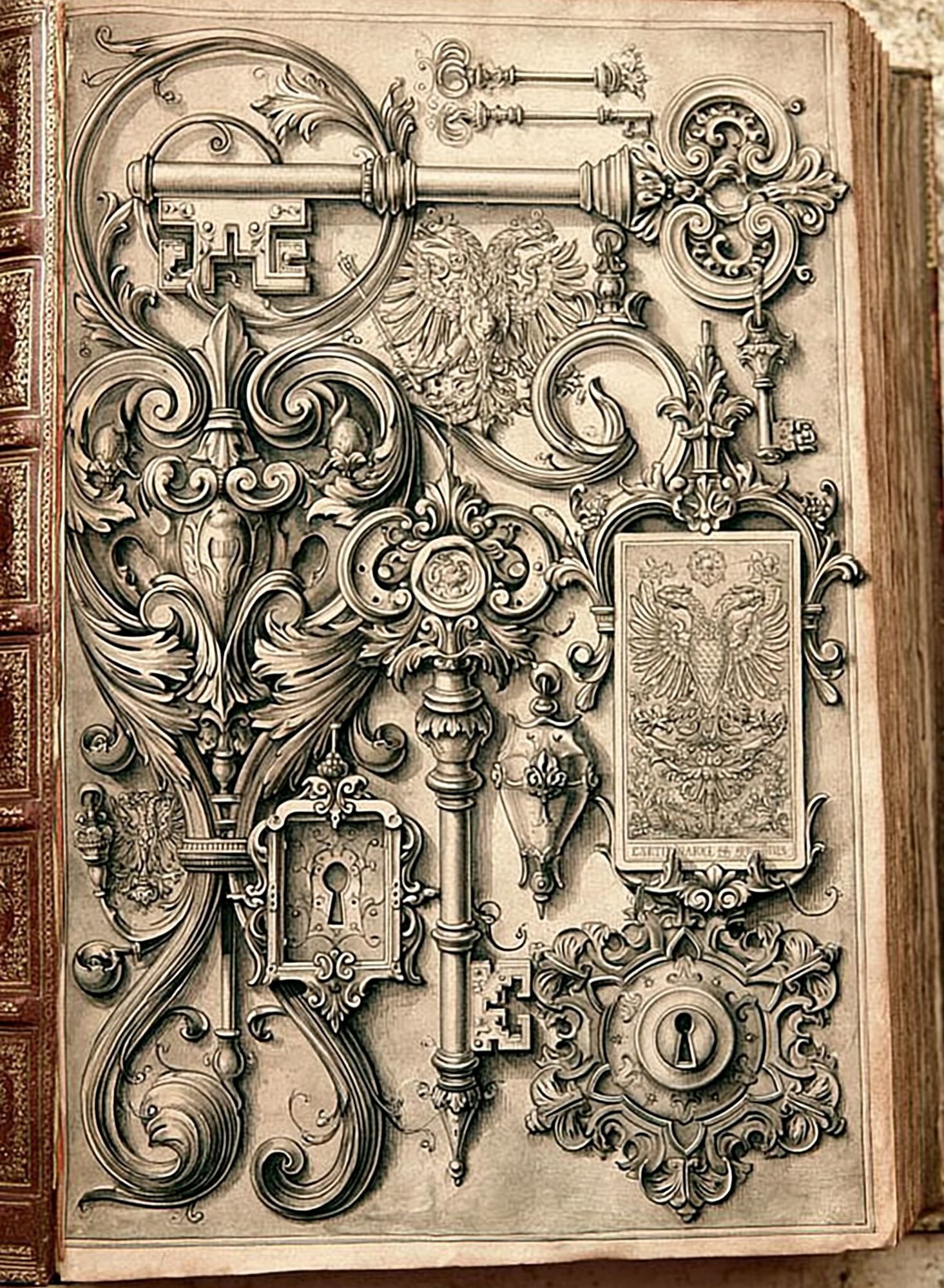 Ornate Antique Keys Vintage Print. poster — vintage art