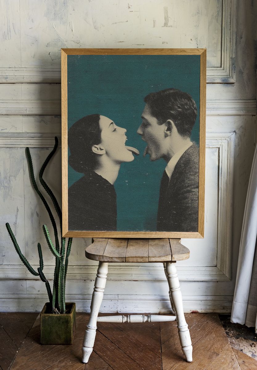 Vintage Tongue Kiss Poster. — room view 1