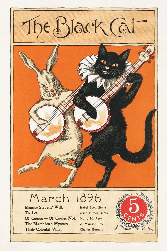 Black Cat, March (1896) chromolithograph. poster — vintage art