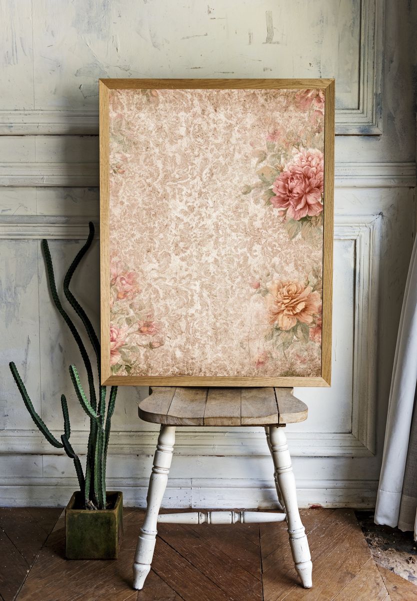 Vintage Floral Damask Poster. — room view 1
