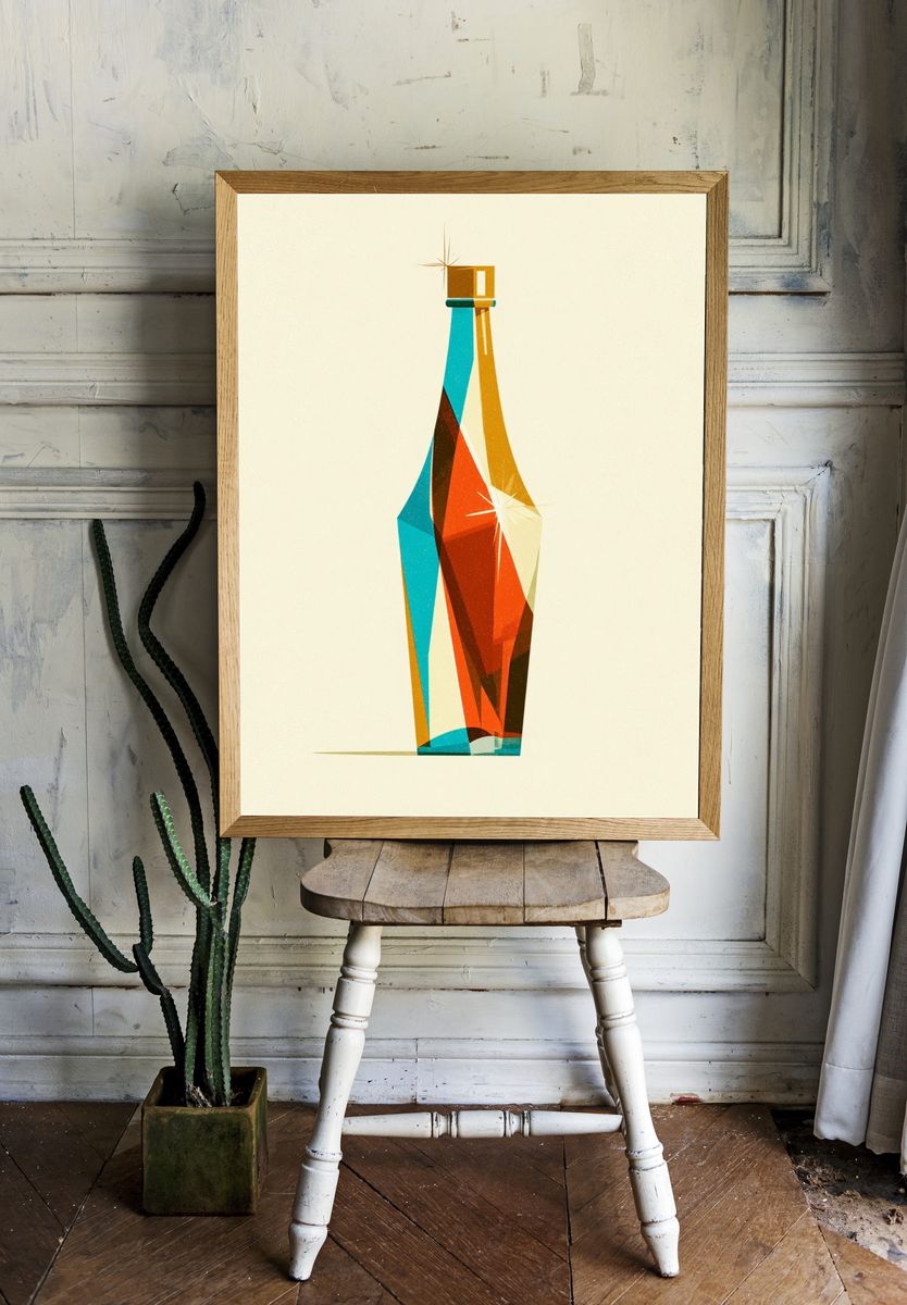 Geometric Bottle Vintage Poster. room preview